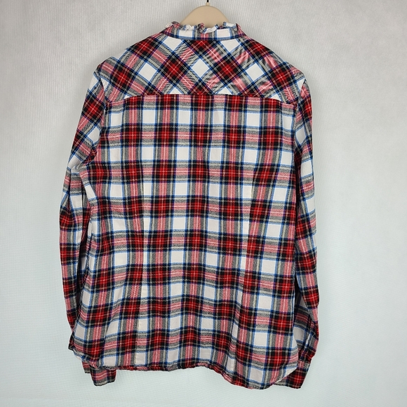 J.CREW Flannel shirt with ruffle collar.  Size M - Picture 3 of 5